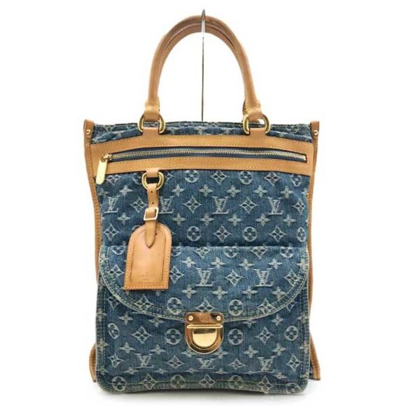 Louis Vuitton Flat Shopper Monogram Denim Handbag Blue - Picture 1 of 10